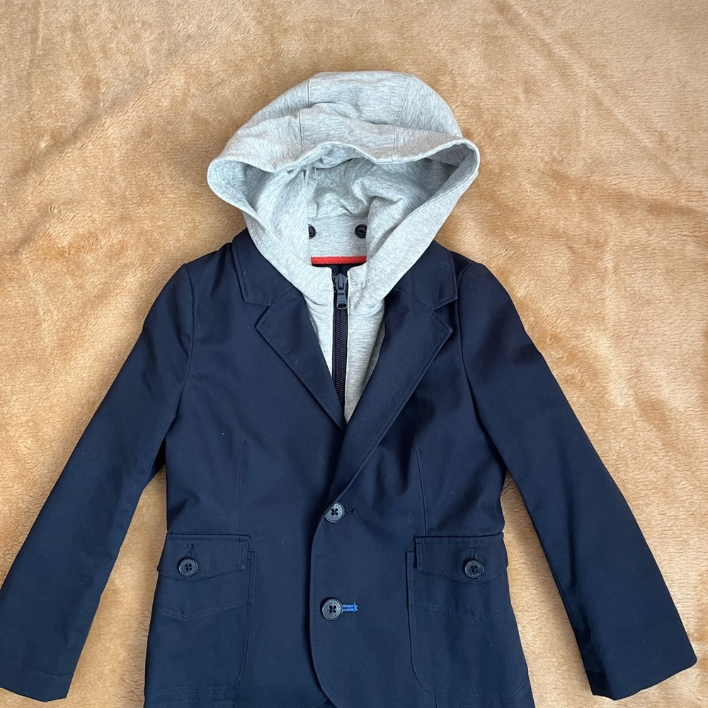 BOSS KIDS Navy Blazer with Gray Hoodie
